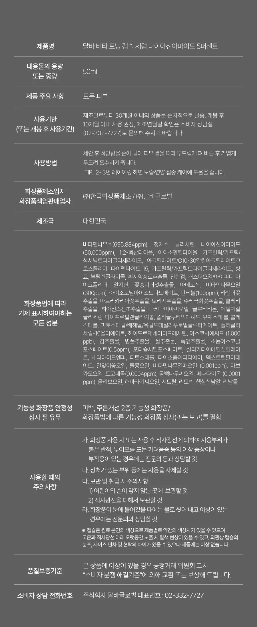[26년 신형/소용량] 달바 비타 캡슐 세럼 나이아신아마이드 5퍼센트 50ml 상세페이지 31